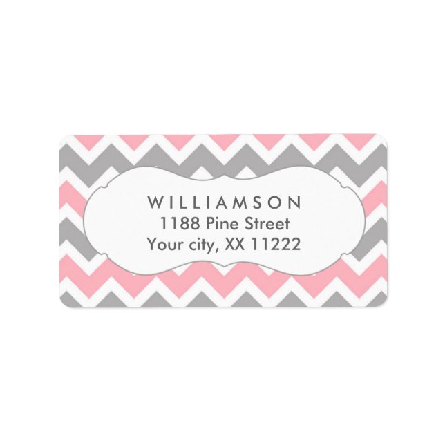 chevron étiquette de adresse rose et gris préféren (Devant)