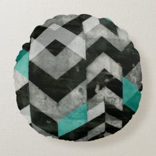 Chevron Exclusion II Round Pillow