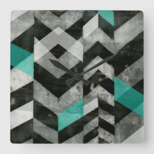 Chevron Exclusion II Square Wall Clock