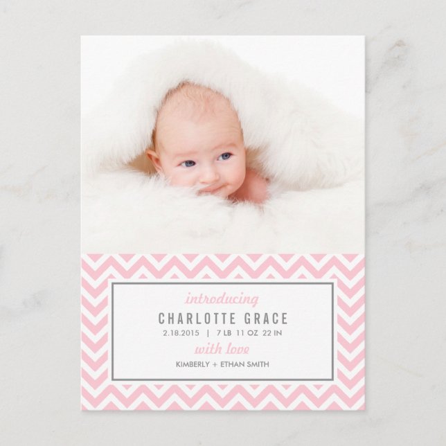 CHEVRON Faire-part de naissance moderne (Devant)