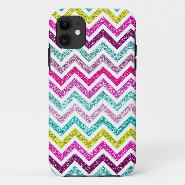 Chevron Faux Glitter Rainbow Coloful Girly Bling Case-Mate iPhone Case (Back)