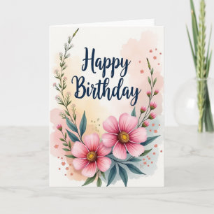 Chevron Floral Birthday Card