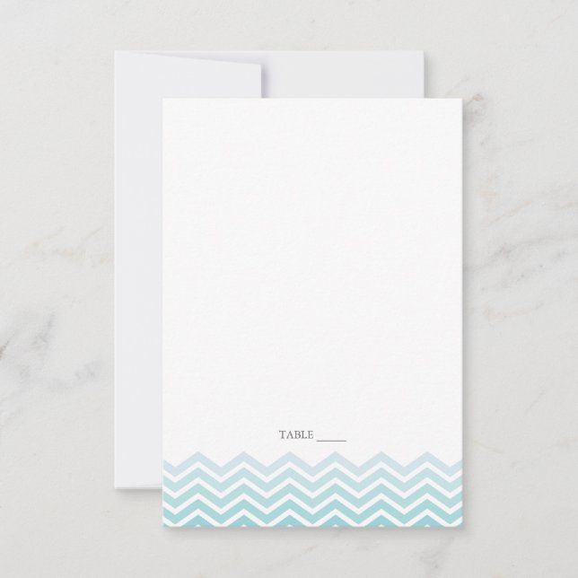 Chevron FOLDABLE Place Cards - Aqua (Front)