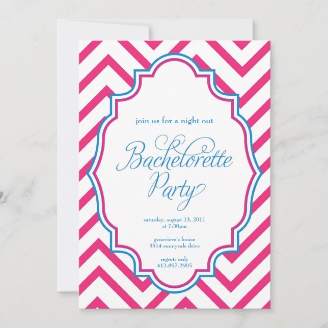CHEVRON - Girls Night Out BACHELORETTE- Invitation (Front)