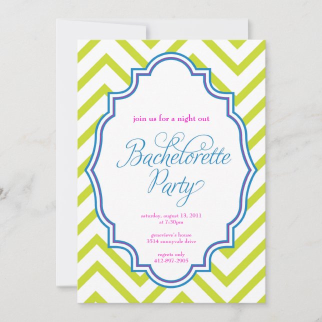 CHEVRON - Girls Night Out BACHELORETTE- Invitation (Front)