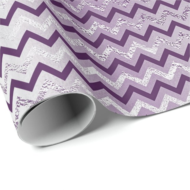 Chevron Glam Lux Metallic Purple Amethyst Plum Wrapping Paper (Roll Corner)