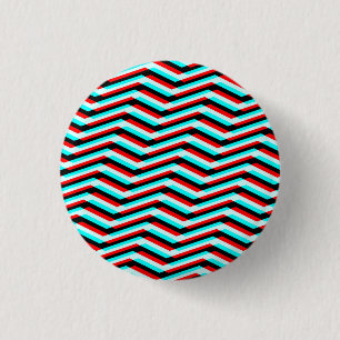 Chevron Glitch 1 Inch Round Button