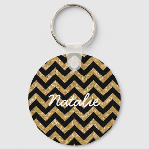 Chevron Glitter Look Keychain