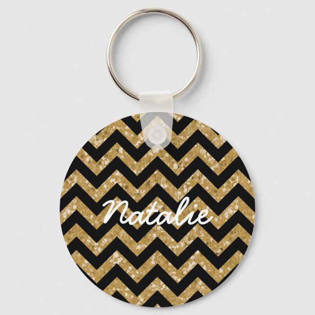 Chevron Glitter Look Keychain (Front)