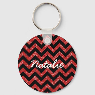 Chevron Glitter Look Keychain