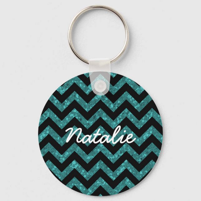 Chevron Glitter Look Keychain (Front)