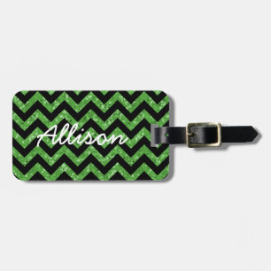Chevron Glitter Look Luggage Tag