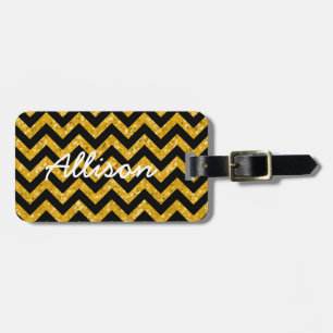 Chevron Glitter Look Luggage Tag