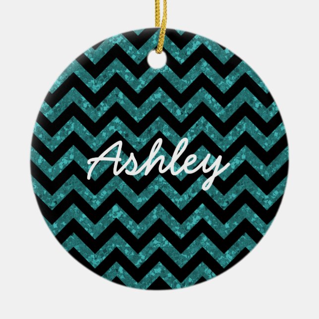 Chevron Glitter Look Ornament (Front)