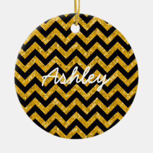 Chevron Glitter Look Ornament