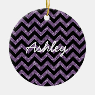 Chevron Glitter Look Ornament
