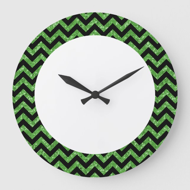 Chevron Glitter Look Wall Clock (Front)