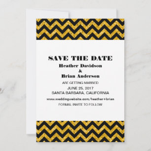 Chevron Glitter Save the Date Invite, Yellow Invitation