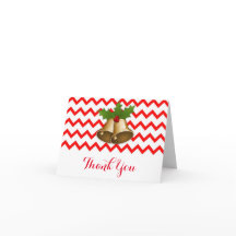 Chevron Gold Bell Christmas Thank You