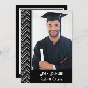 Chevron Graduation Photo Frame Invite