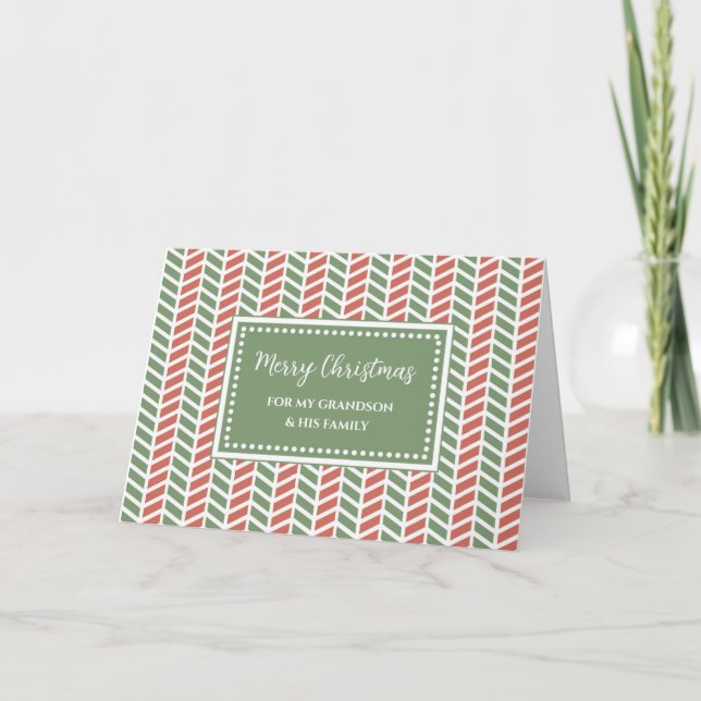 Chevron Grandson & Family Merry Christmas Card (Front)