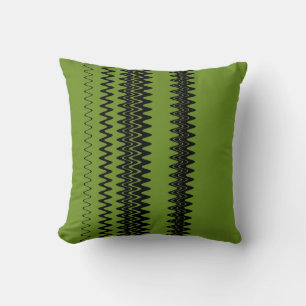 Chevron Green Zigzag Stripes Art Design Throw Pillow