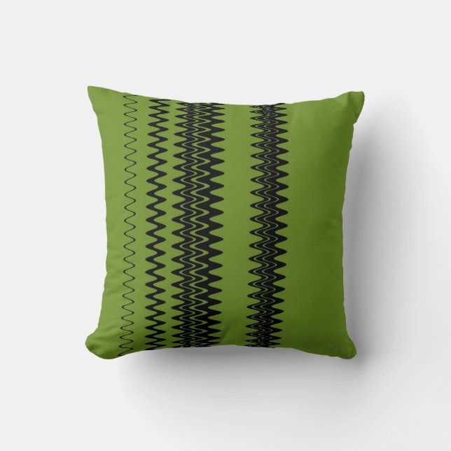 Chevron Green Zigzag Stripes Art Design Throw Pillow (Front)