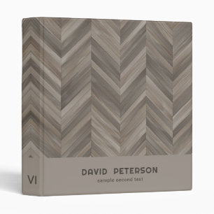 Chevron Grey & Brown Wood Binder