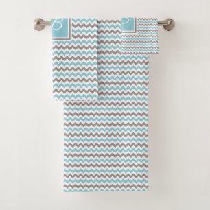 Chevron gris bleu blanc monogramme