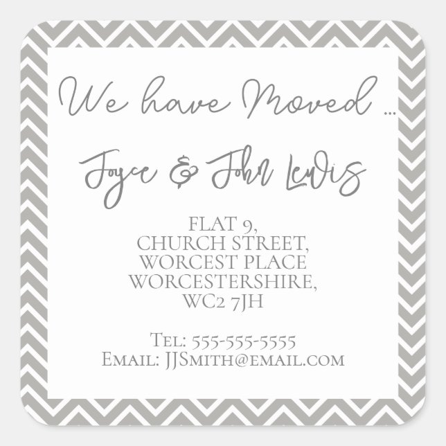 Chevron gris Changer d'adresse Stickers personnali (Devant)