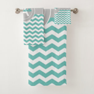 Chevron gris turquoise Quatrefoil