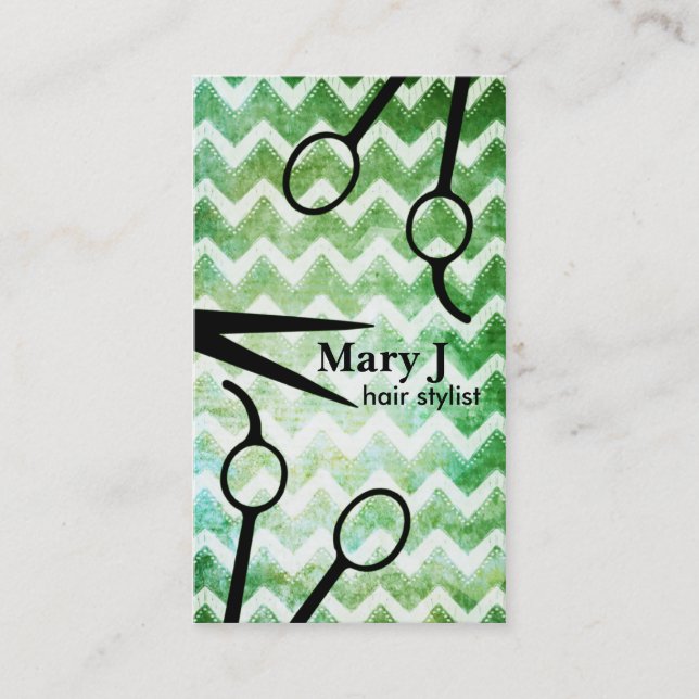 chevron hair stylist grunge scissors shears modern appointment card (Front)