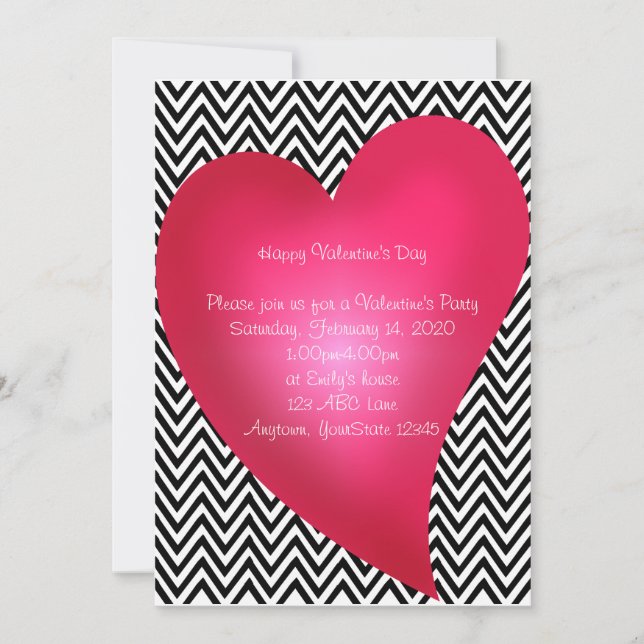 Chevron Heart Valentine's Day Party Invitation (Front)