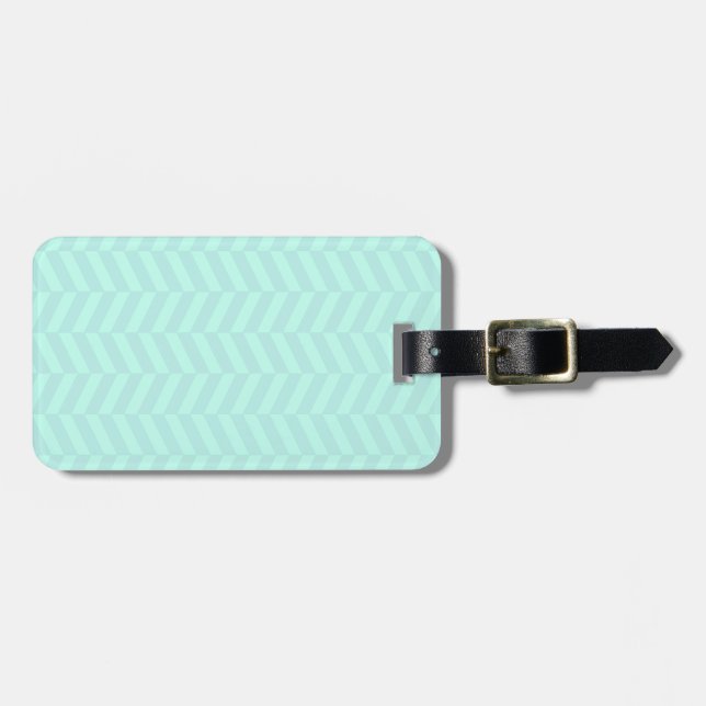 Chevron herring bone print aqua green luggage tag (Front Horizontal)
