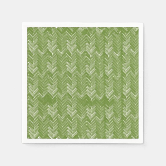 Chevron Herringbone Pattern Forest Green Napkin (Front)