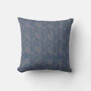 Chevron Herringbone Watercolor Pattern Retro Blue Throw Pillow