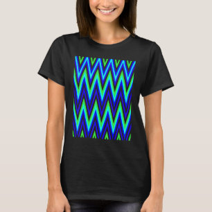 Chevron In Deep Blue Lime Green Zigzags T-Shirt