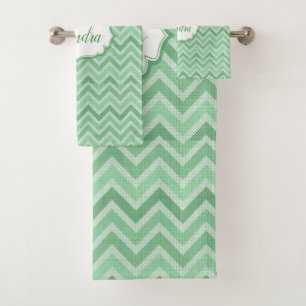 Chevron in Green Tones Bath Towel Set