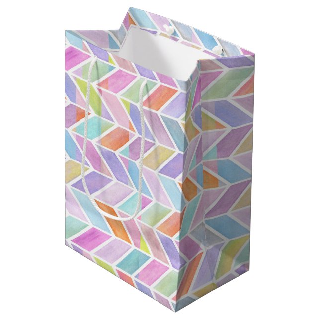 Chevron in Multi Medium Gift Bag (Front Angled)