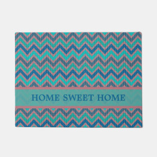 Chevron In Shades Of Blue Doormat