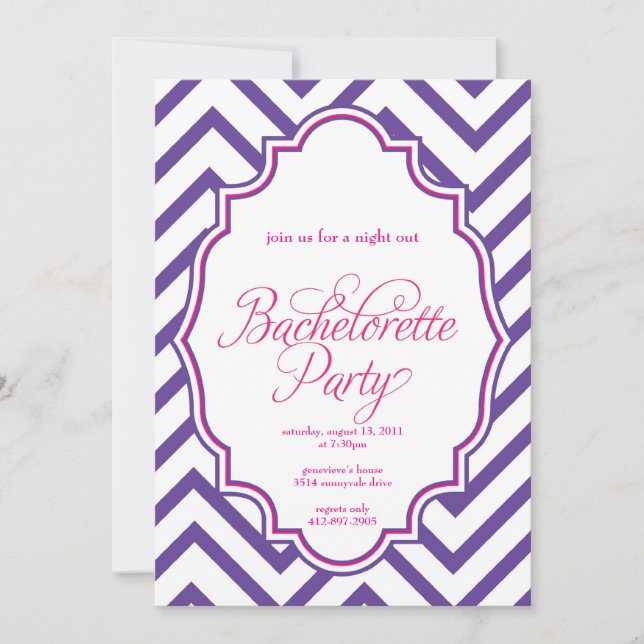 CHEVRON - invitation BACHELORETTE- de filles de la (Devant)