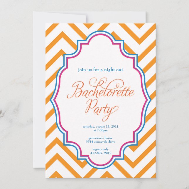 CHEVRON - invitation BACHELORETTE- de filles de la (Devant)