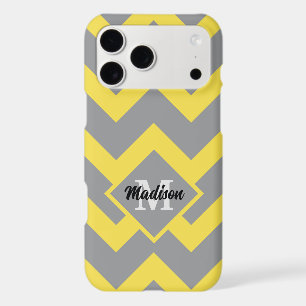 Chevron jaune gris motifs lignes rayures Monogramm