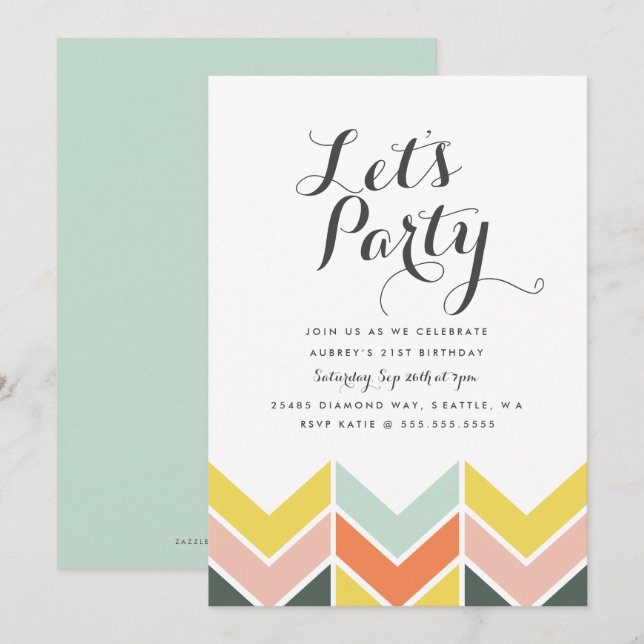 Chevron joyeux Invitation d'anniversaire (Devant / Derrière)