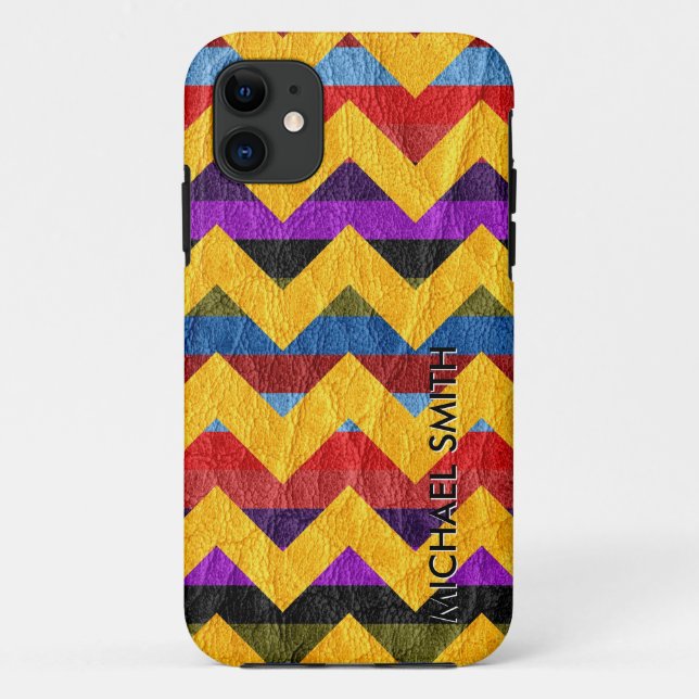 Chevron Leather Case-Mate iPhone Case (Back)