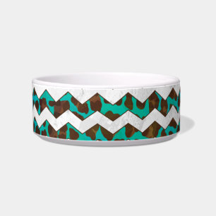 Chevron Leopard Brown and Teal Print Bowl