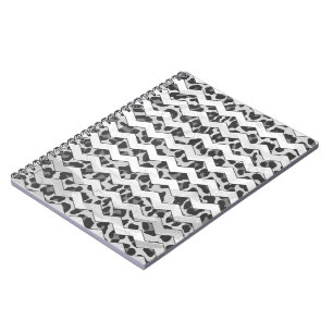 Chevron Leopard Gray and Light Gray Print Notebook