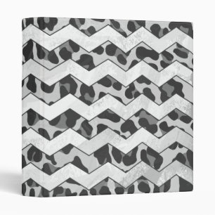 Chevron Leopard Grey and Light Grey Print Binder