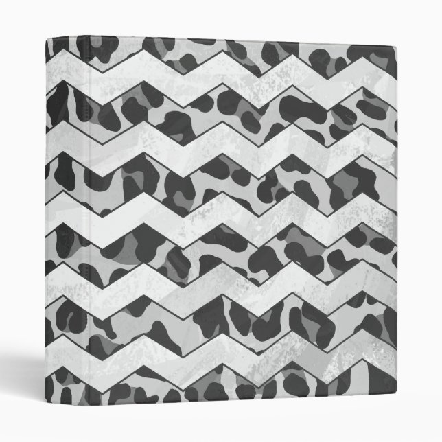 Chevron Leopard Grey and Light Grey Print Binder (Front/Spine)