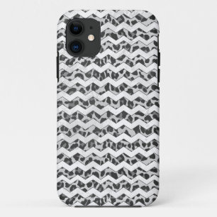 Chevron Leopard Grey and Light Grey Print iPhone 11 Case